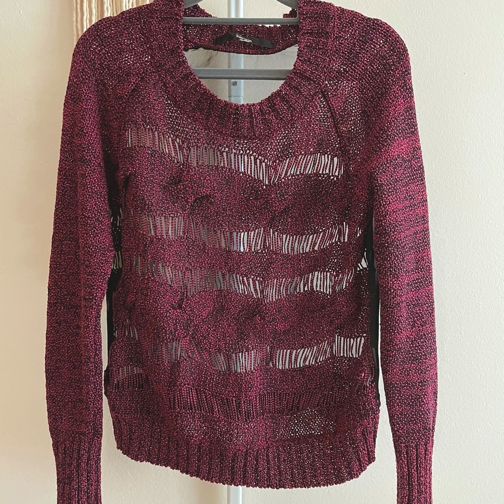 Kensie chunky knit sweater with sheer back